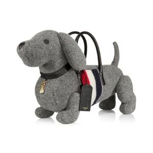 THOM BROWNE GREY BOILED WOOL STRIPE HECTOR BAG TOTE RED NAVY LARGE XL